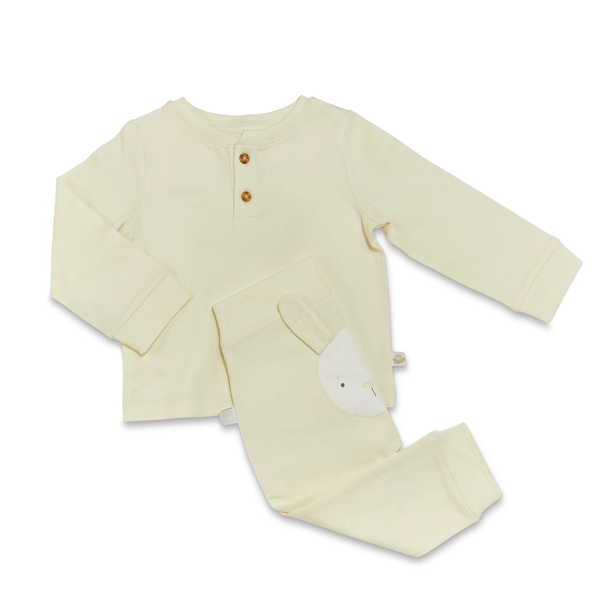 RETIRED - Organic Long Sleeve Bunny Pant Set - Sugar Cookie - Image 5