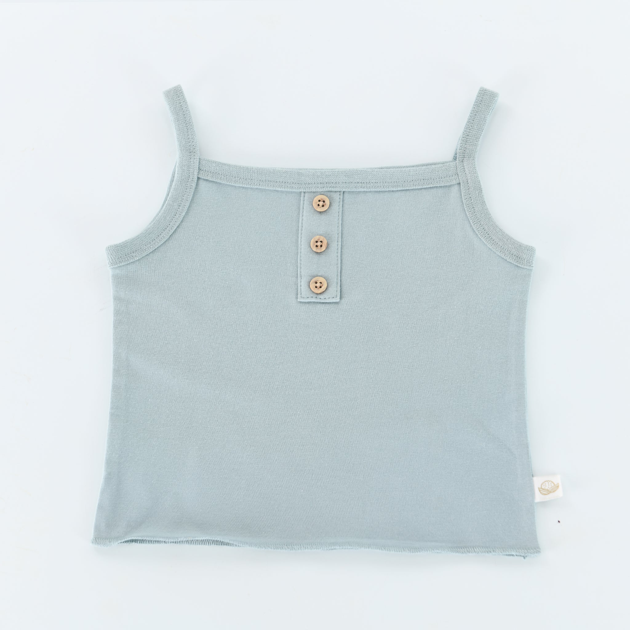RETIRED - Organic Button Tank - Bay Blue