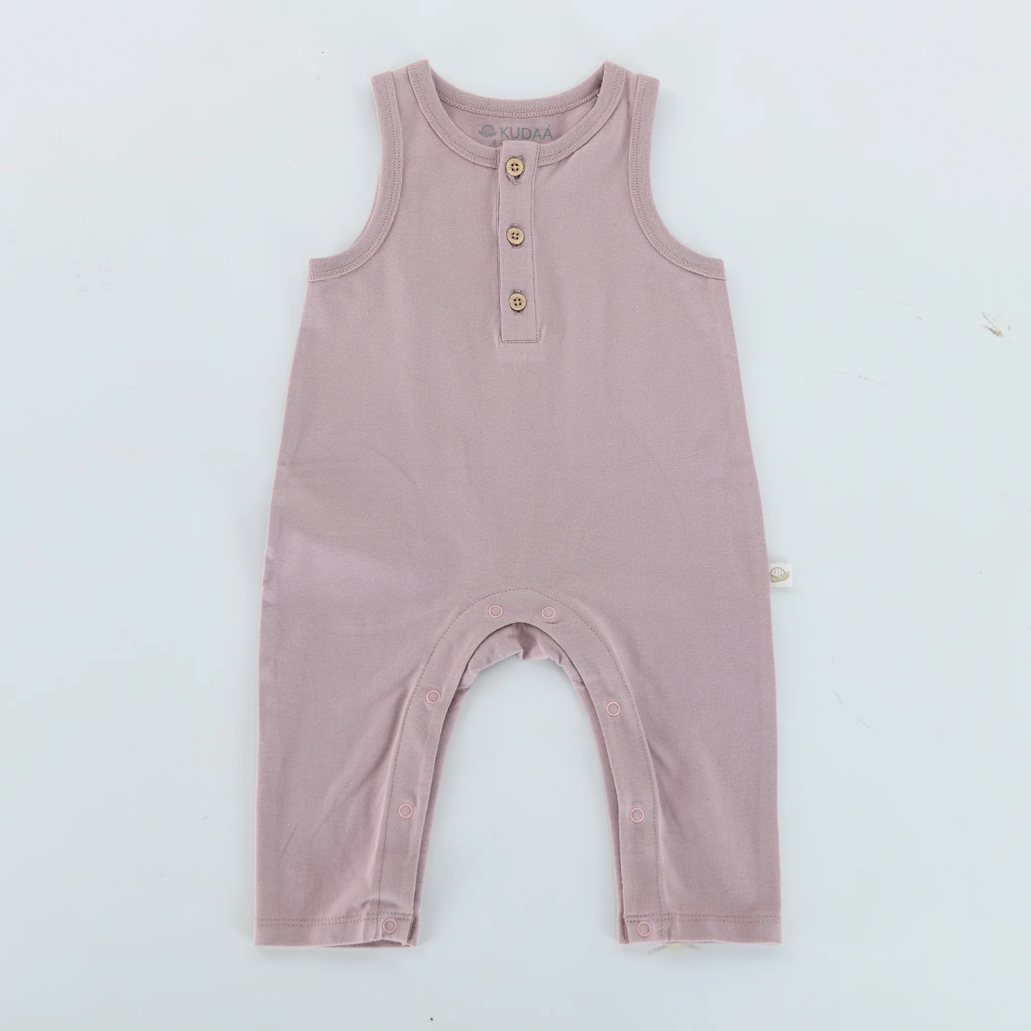 RETIRED - Organic Button Tank Jumpsuit - Wood Rose
