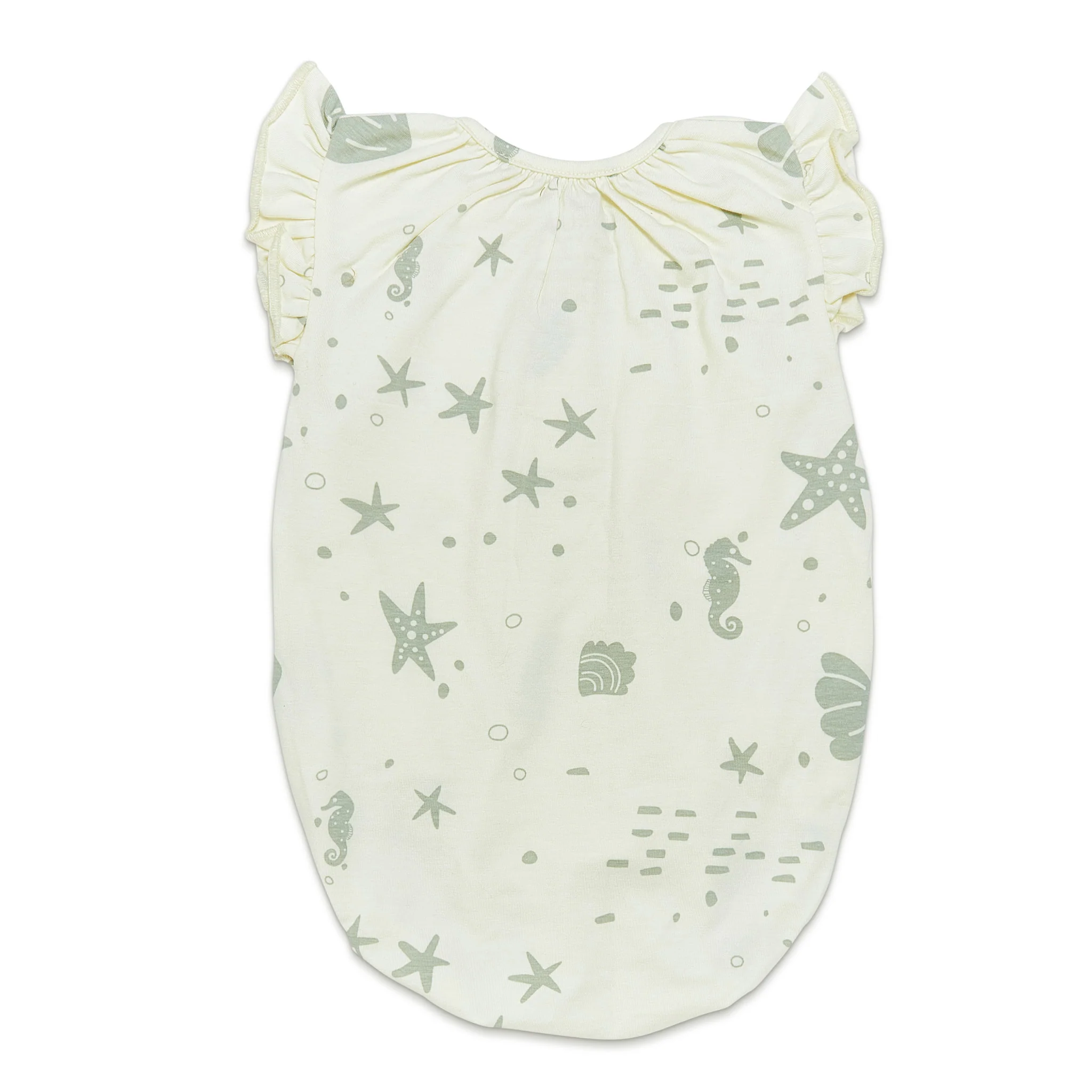 RETIRED - Organic Flutter Sleeve Button Bunsuit - Sugar Cookie - Image 2