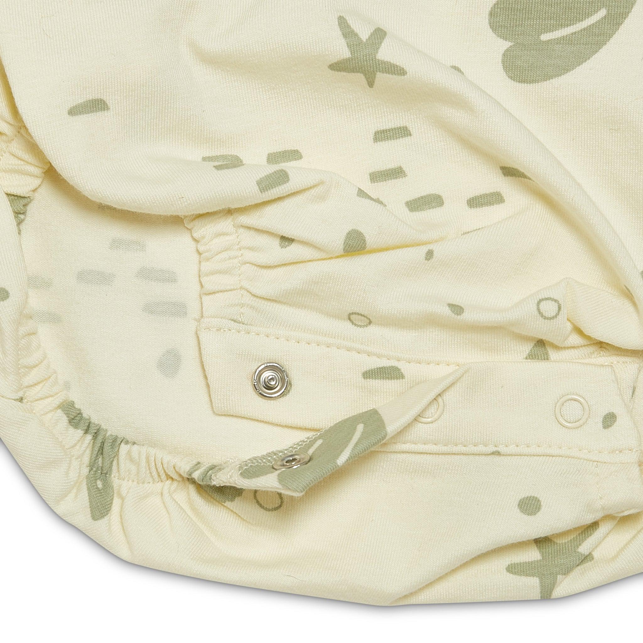 RETIRED - Organic Flutter Sleeve Button Bunsuit - Sugar Cookie - Image 4