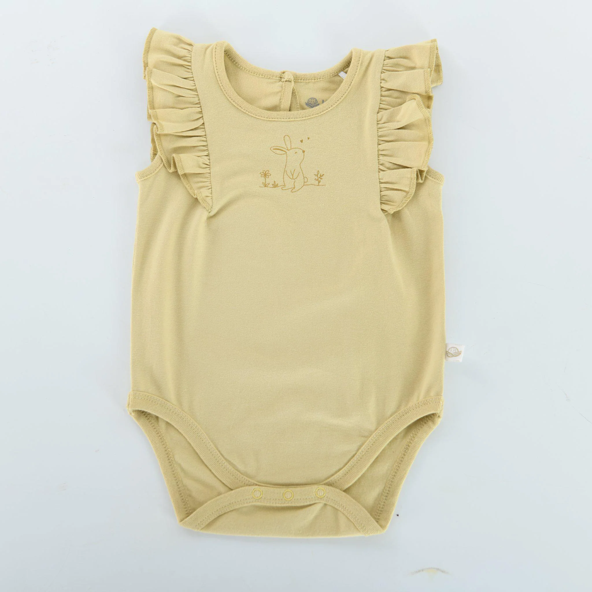 RETIRED - Organic Frilly Bunsuit - Green Tea