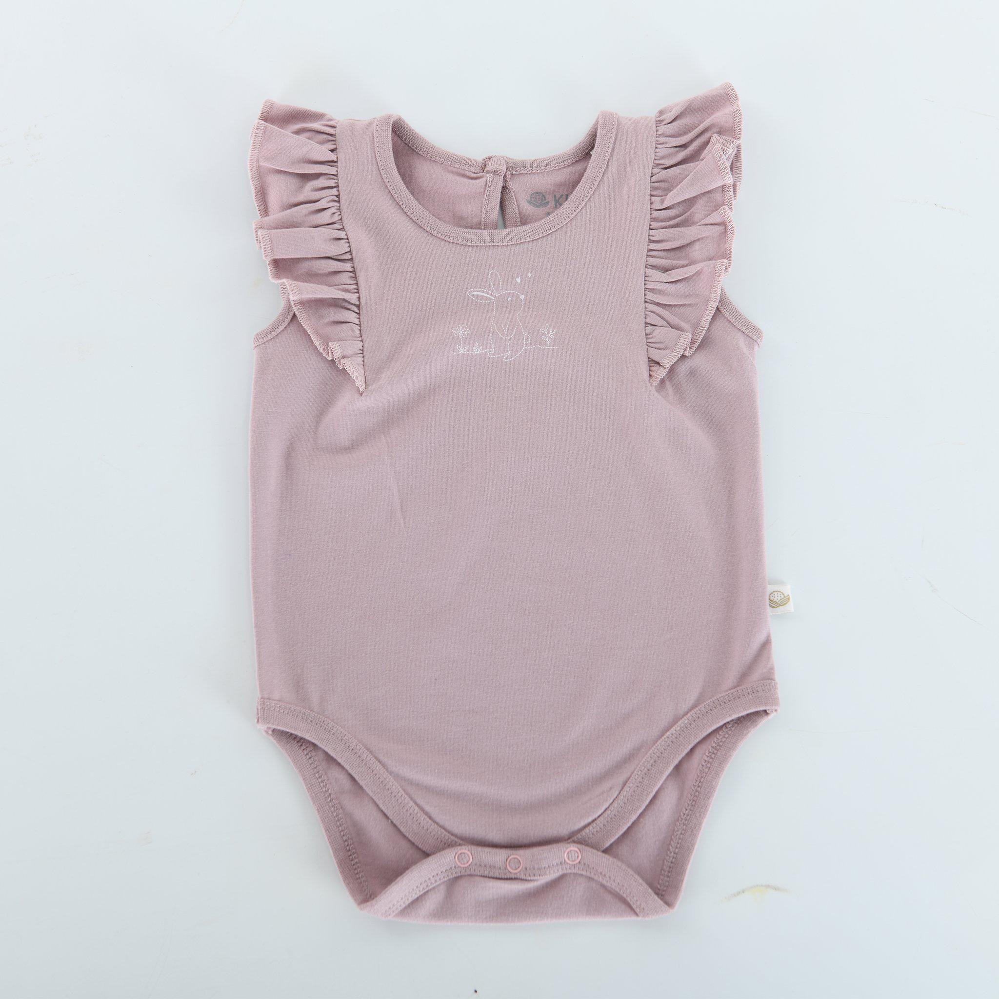 RETIRED - Organic Frilly Bunsuit - Wood Rose