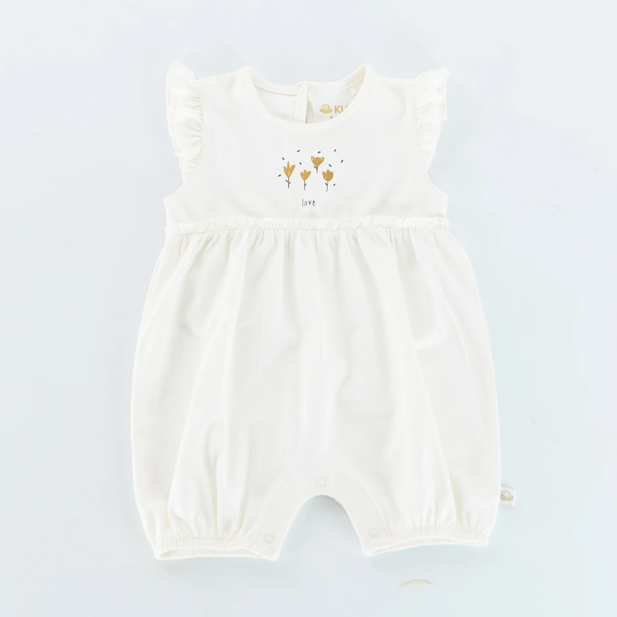 RETIRED - Kudaa Organic Frilly Romper - Bunny White