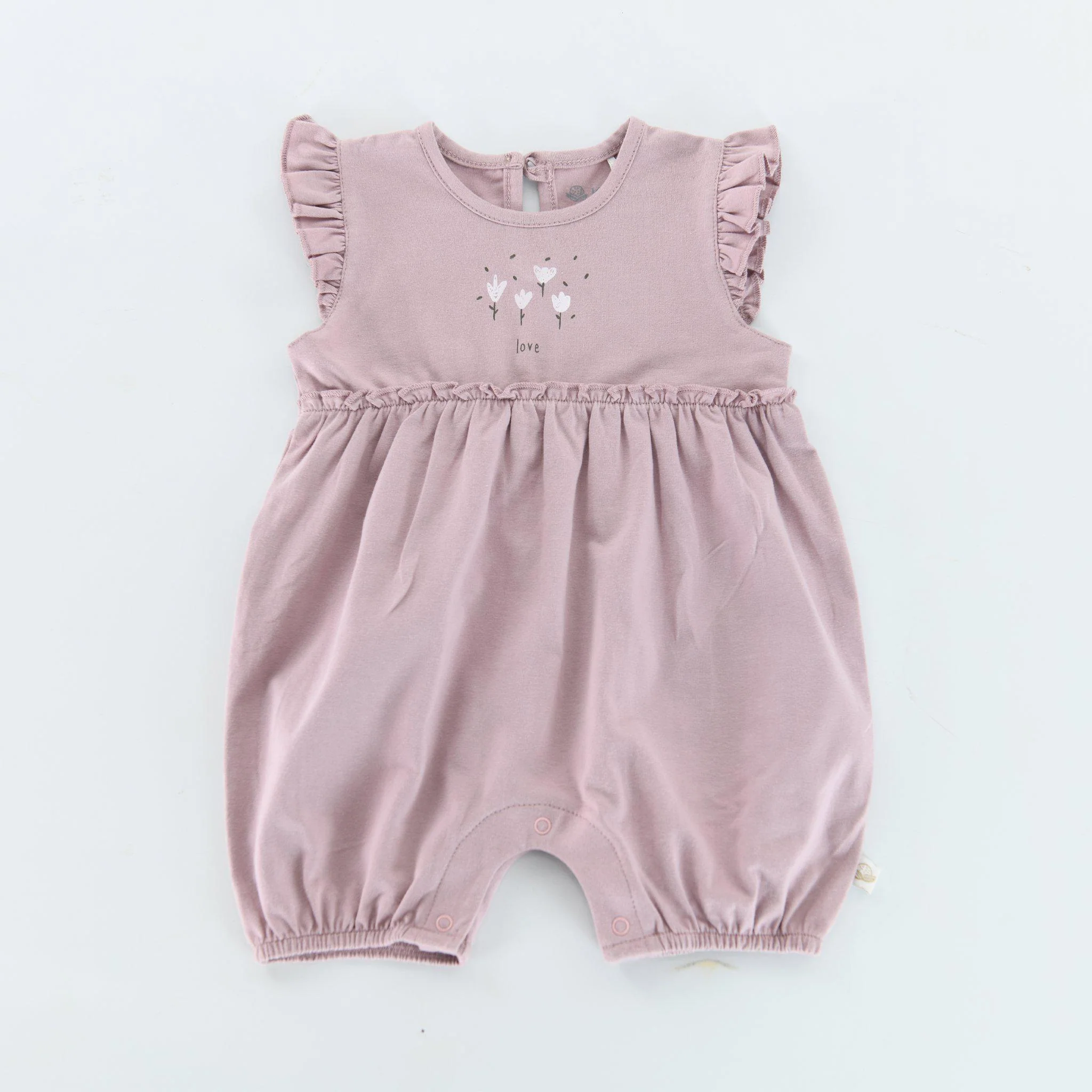 RETIRED - Kudaa Organic Frilly Romper - Wood Rose