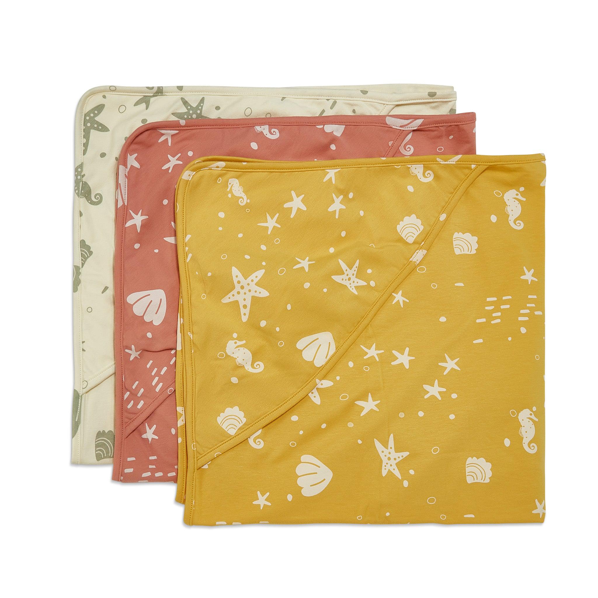 RETIRED - Organic Print Receiving Blanket - Sugar Cookie Seashells - Image 4