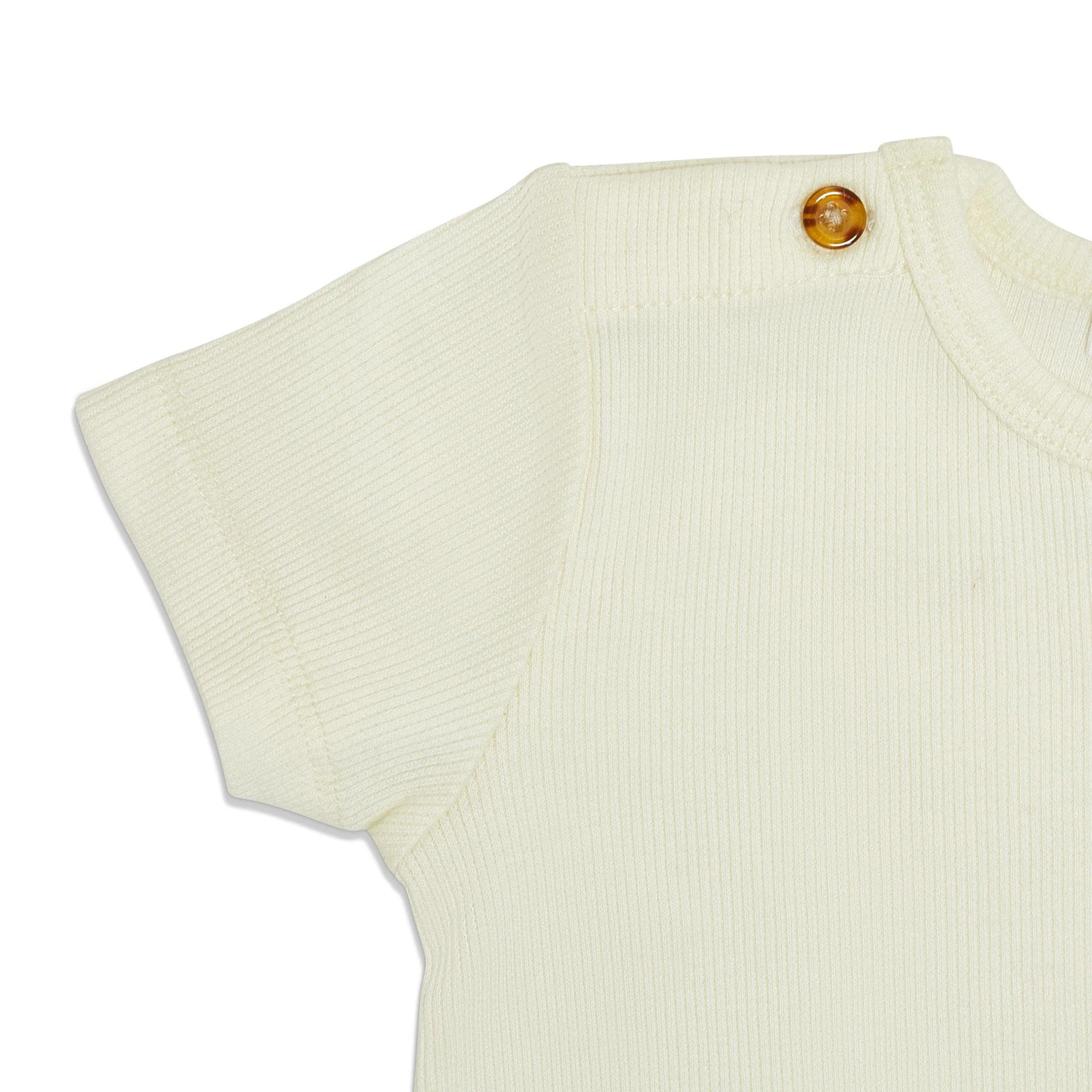 RETIRED - Organic Short Sleeve Bunsuit - Sugar Cookie - Image 3