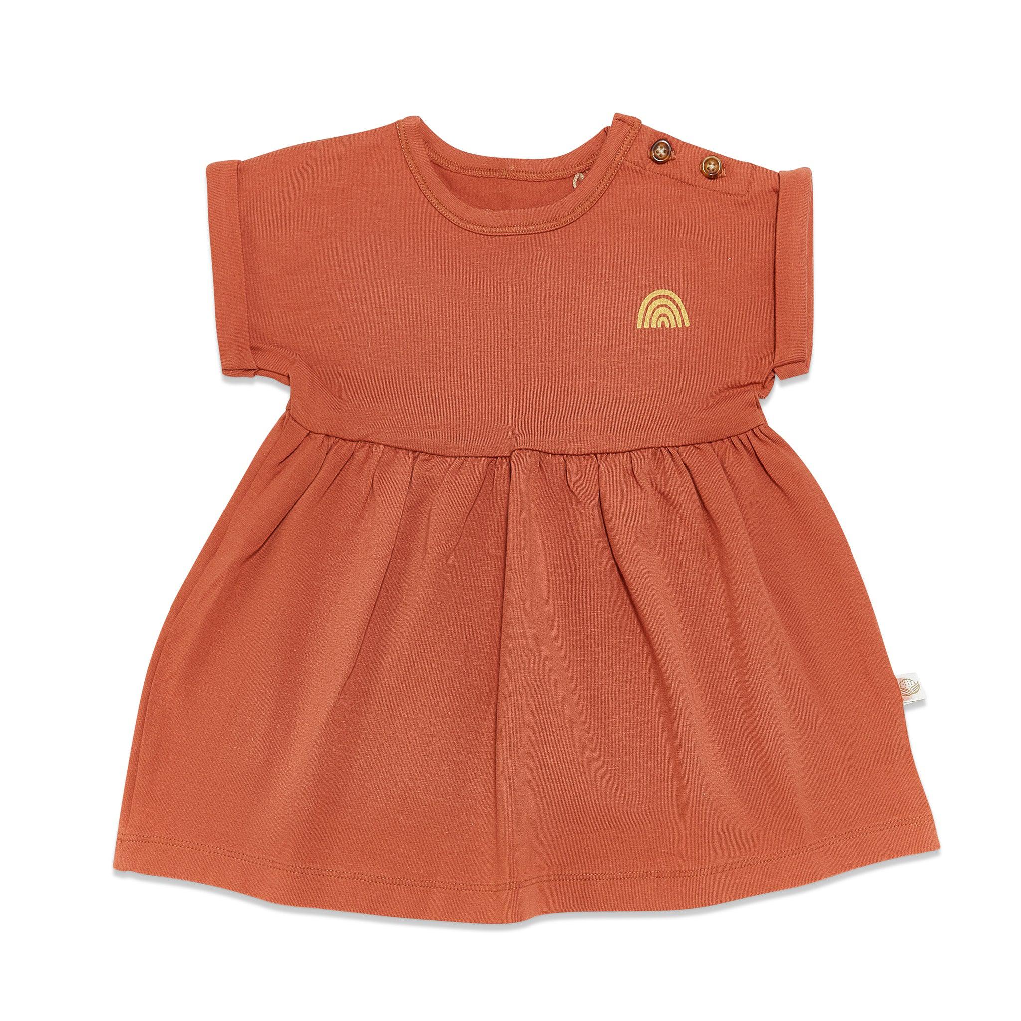 RETIRED - Organic Short Sleeve Twirl Dress - Paprika