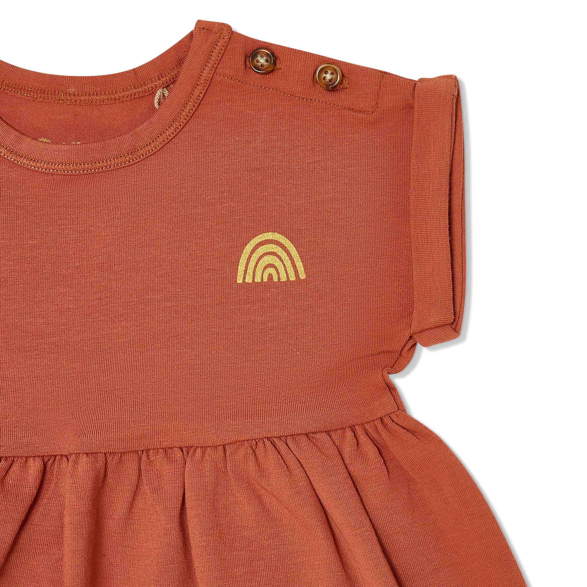 RETIRED - Organic Short Sleeve Twirl Dress - Paprika - Image 3