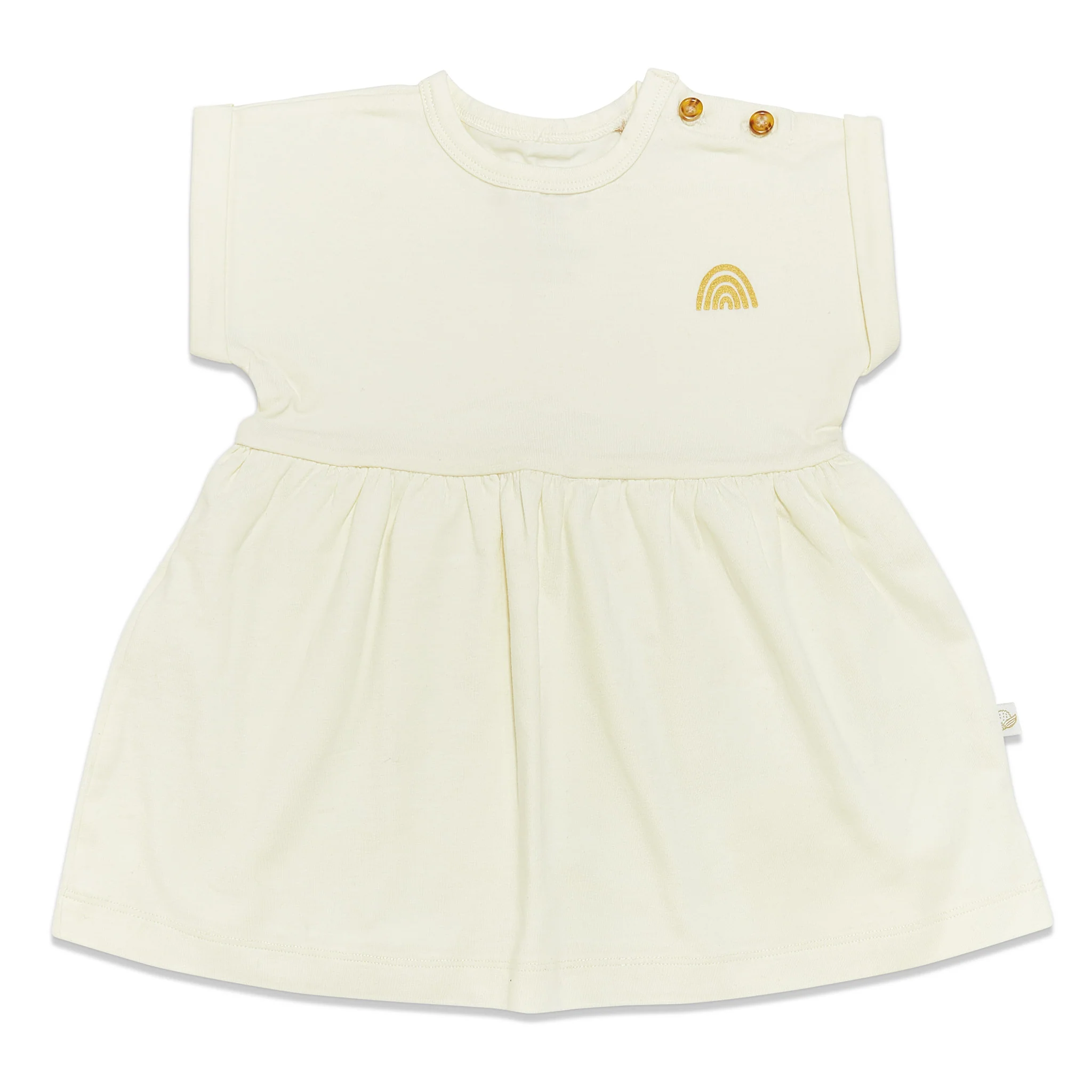 RETIRED - Organic Short Sleeve Twirl Dress - Sugar Cookie