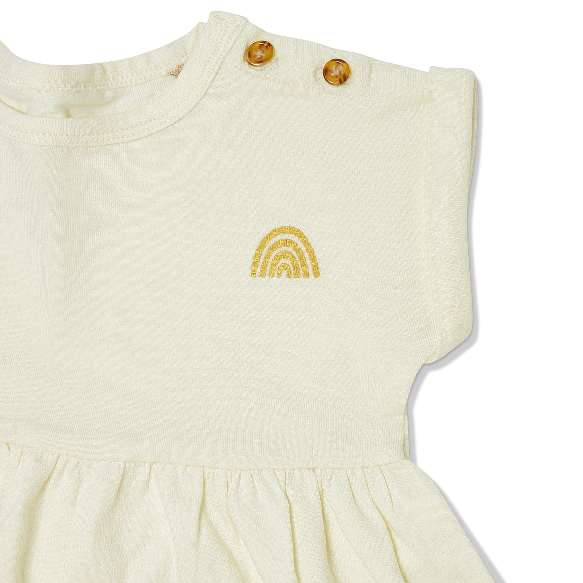 RETIRED - Organic Short Sleeve Twirl Dress - Sugar Cookie - Image 3