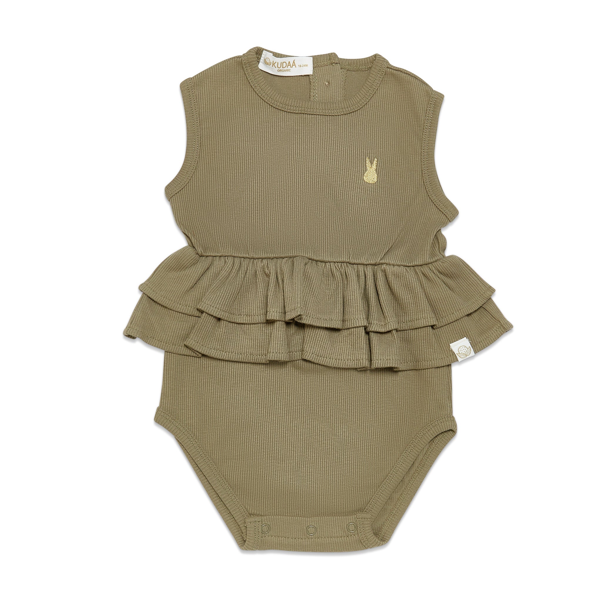 RETIRED - Organic Tank Ruffle Waist Bunsuit - Bayleaf