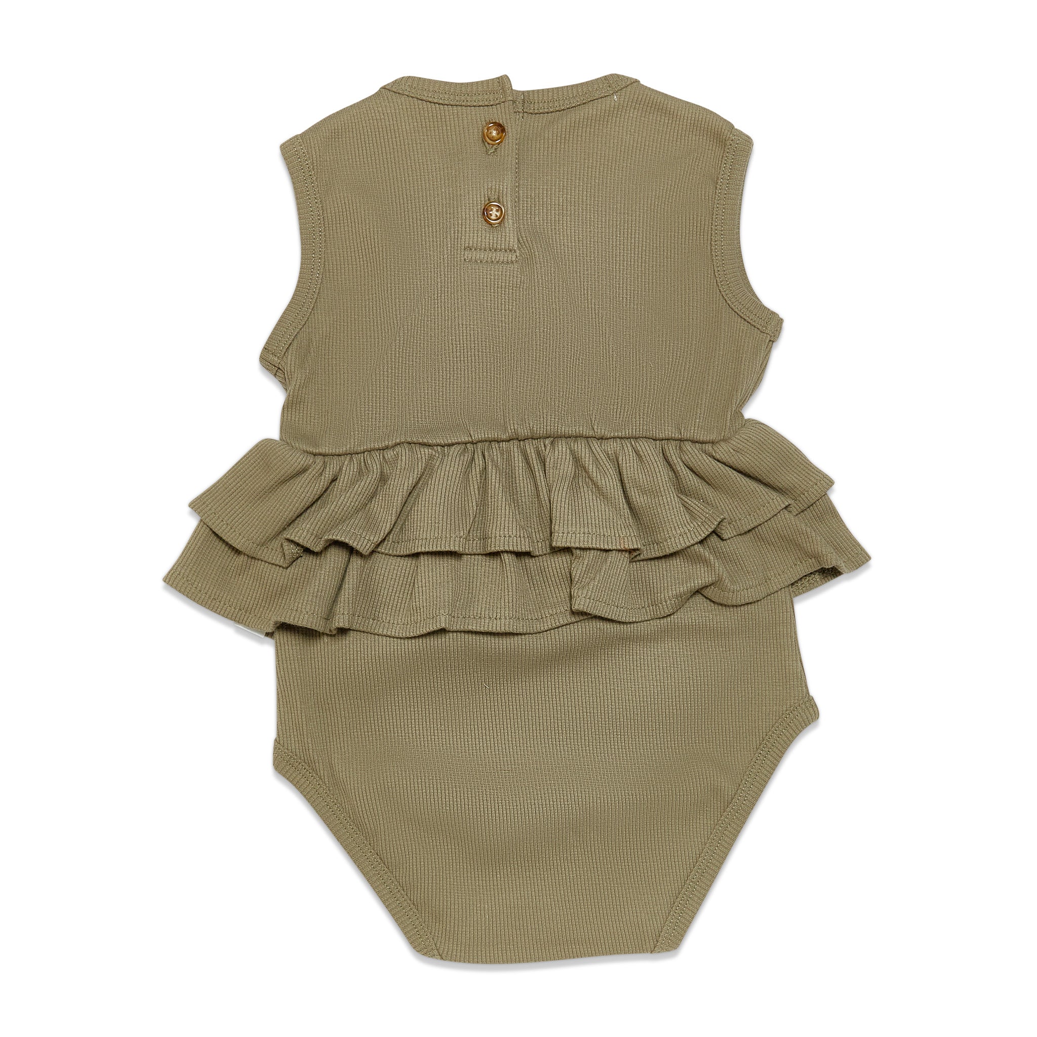 RETIRED - Organic Tank Ruffle Waist Bunsuit - Bayleaf - Image 4