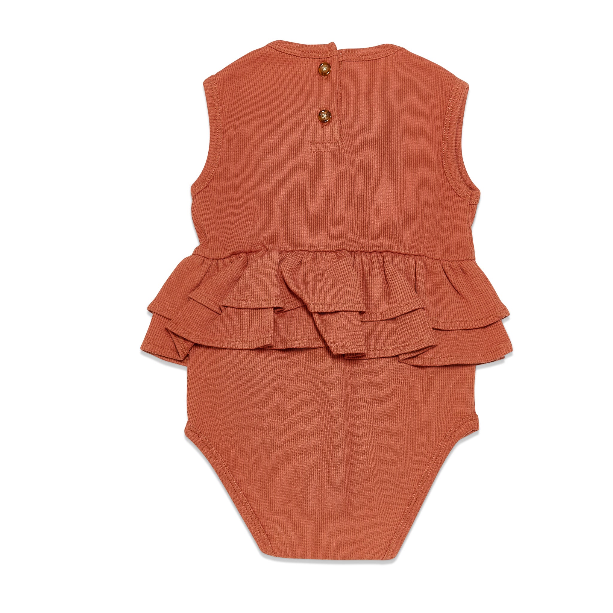 RETIRED - Organic Tank Ruffle Waist Bunsuit - Paprika - Image 4