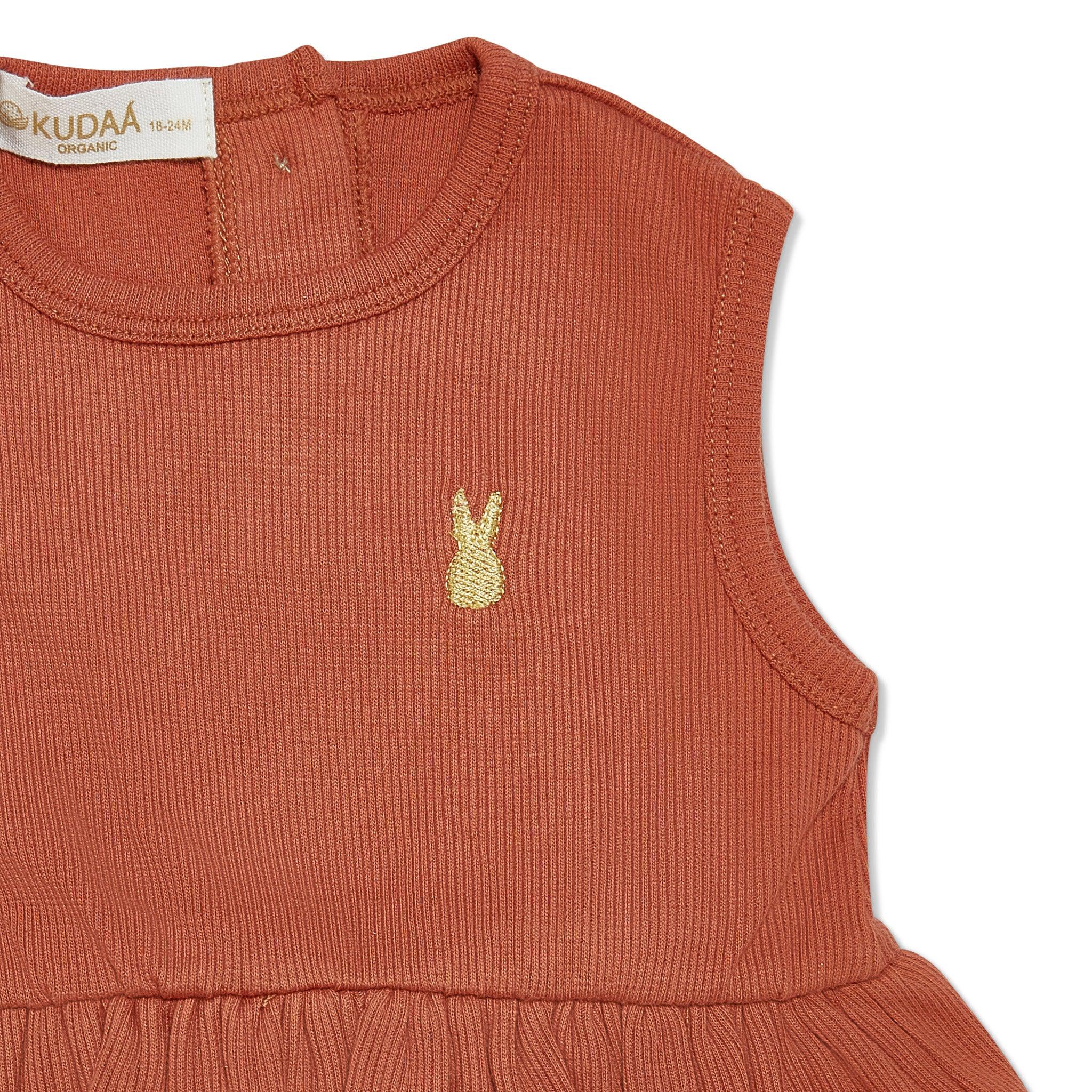 RETIRED - Organic Tank Ruffle Waist Bunsuit - Paprika - Image 5
