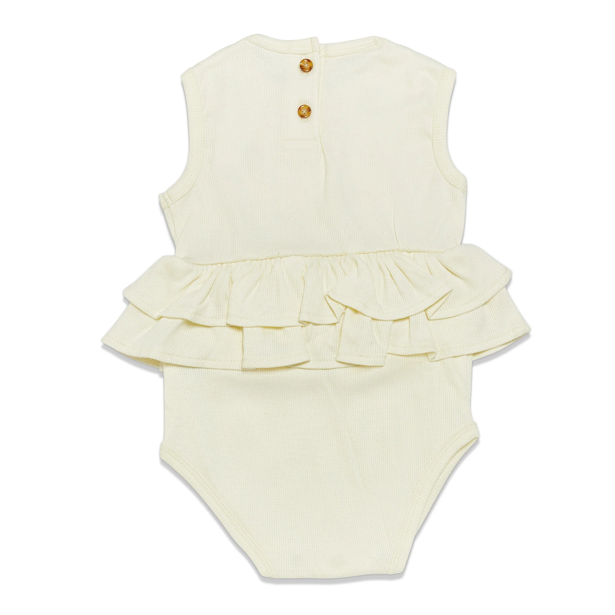 RETIRED - Organic Tank Ruffle Waist Bunsuit - Sugar Cookie - Image 3