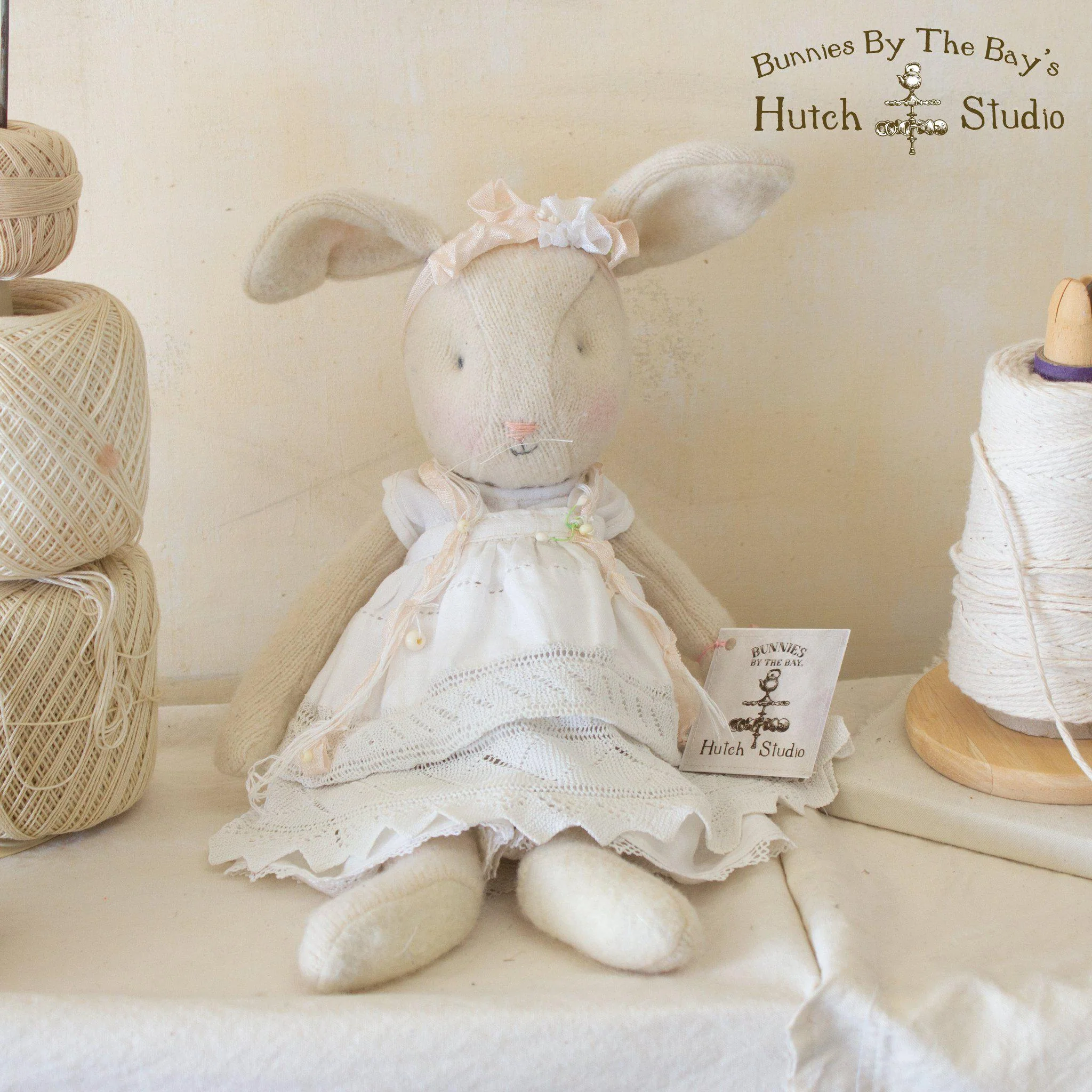RETIRED - Hutch Studio - Little Pearl - One Of A Kind Cashmere Bunny