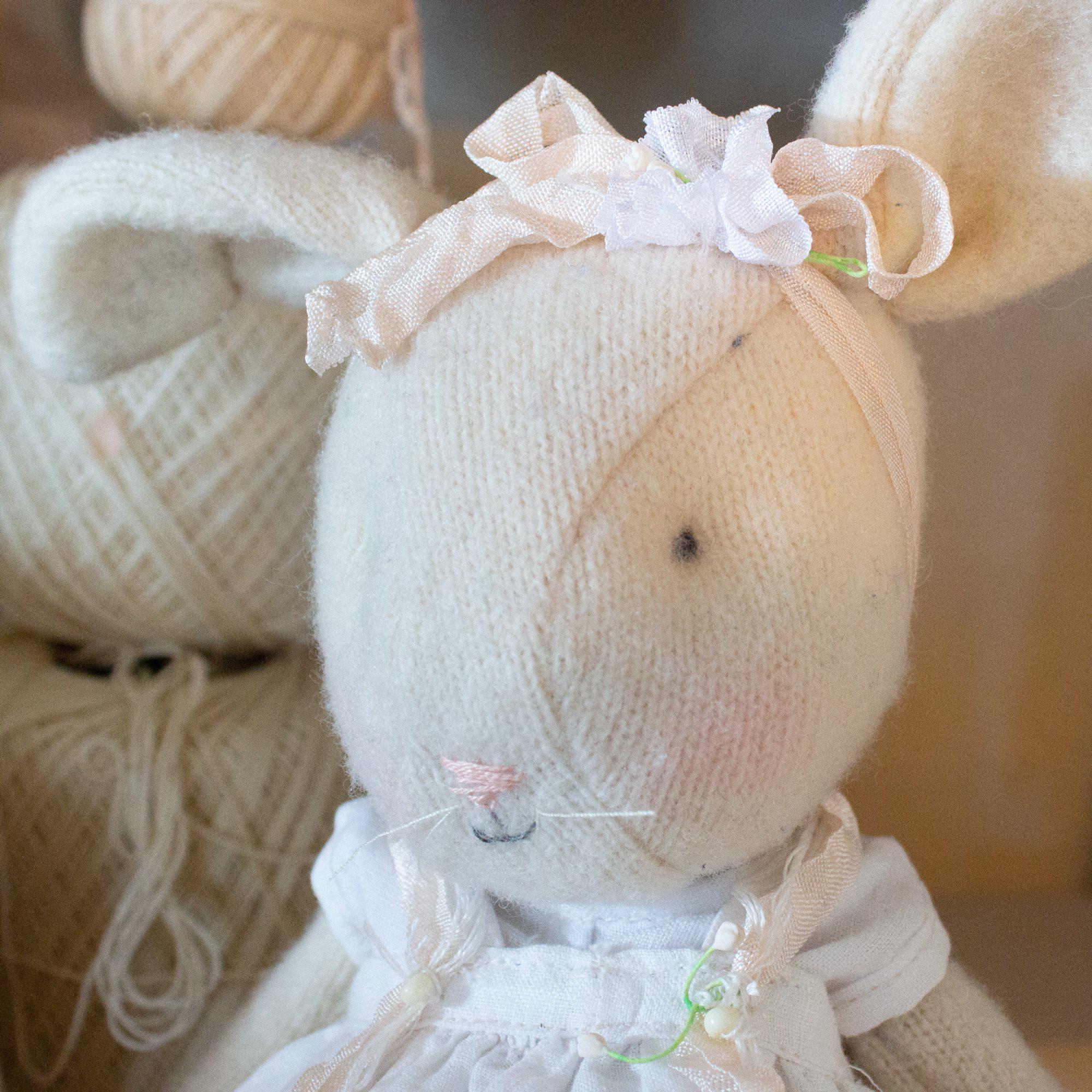 RETIRED - Hutch Studio - Little Pearl - One Of A Kind Cashmere Bunny - Image 2
