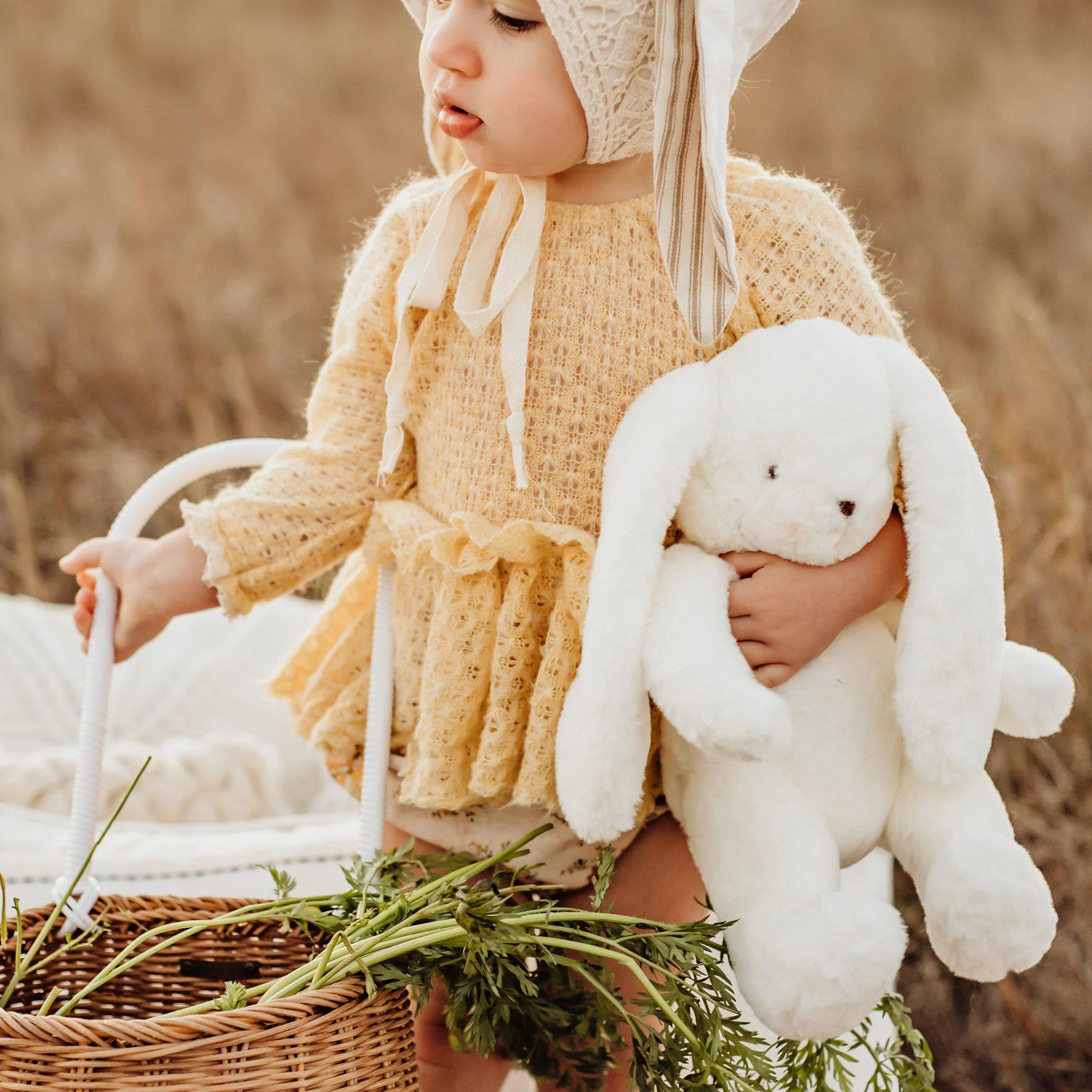 RETIRED - Bun Bun Little Nibble 12" White Bunny - Image 2