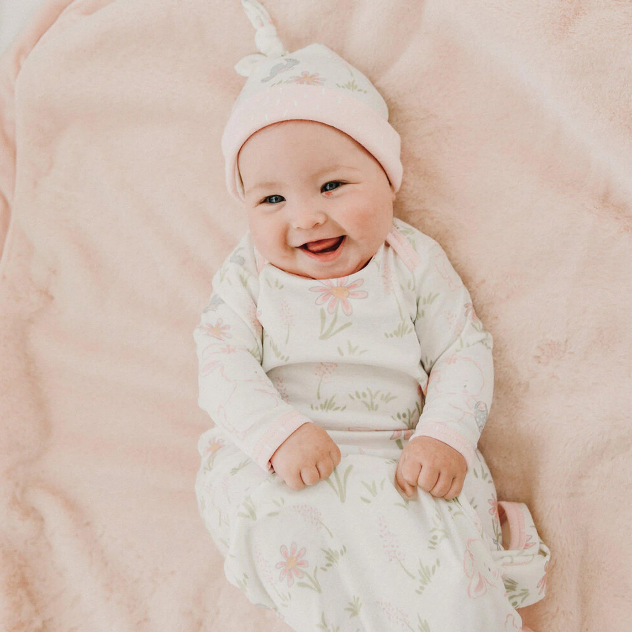 RETIRED - Newborn Friendship Blossom Knotty Gown and Hat Set - Image 2
