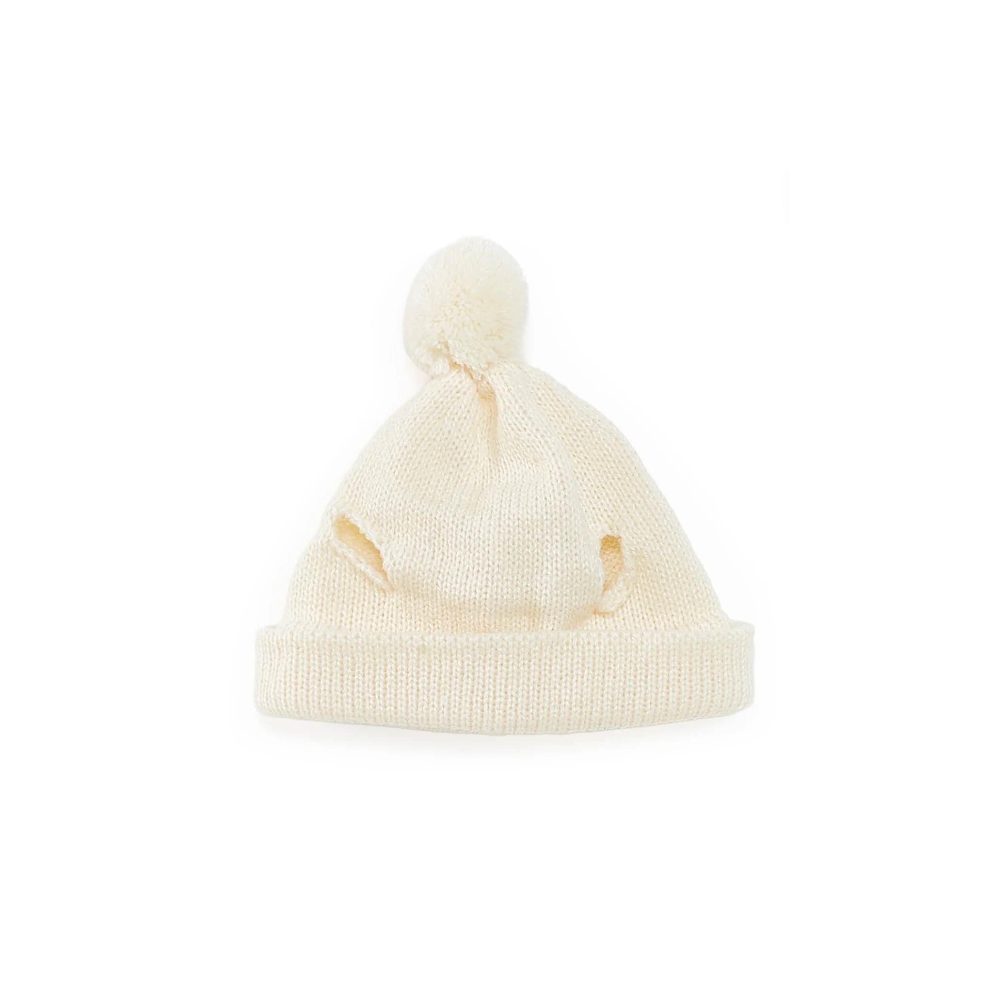 Small Knit Beanie - Cream - Image 2
